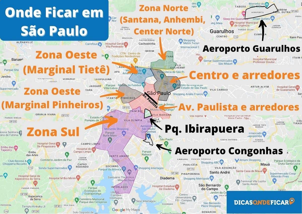 melhores bairros para se hospedar em São Paulo