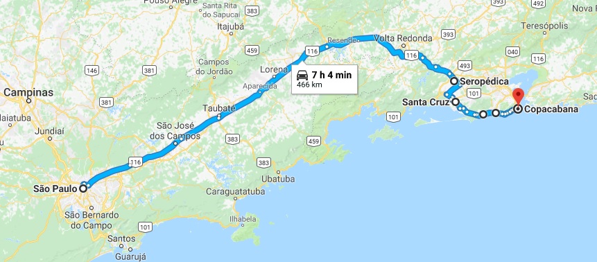 tempo de viagem sp rj