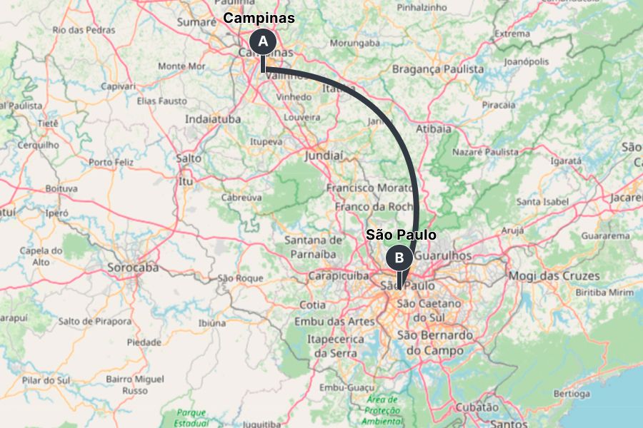 tempo viagem campinas sao paulo
