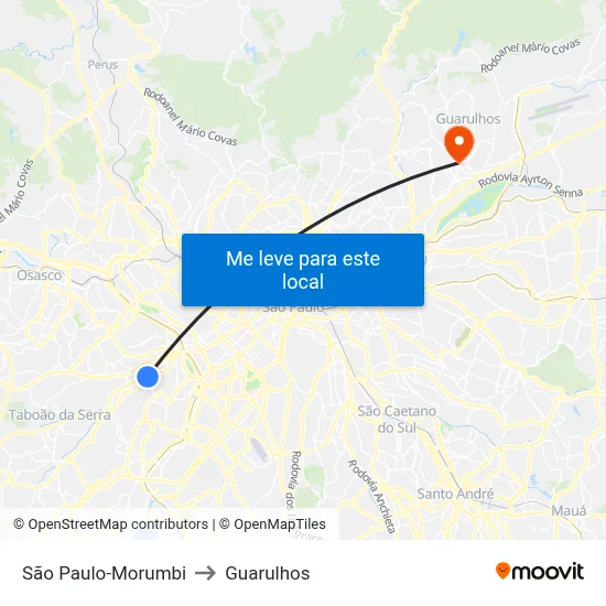 tempo de viagem guarulhos centro