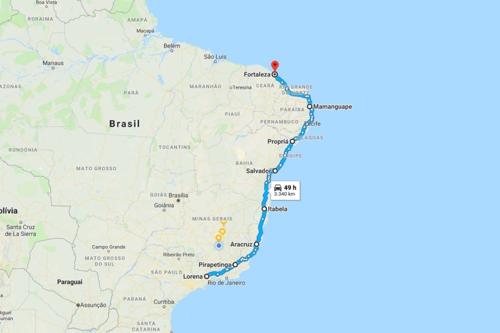 distância fortaleza são paulo km